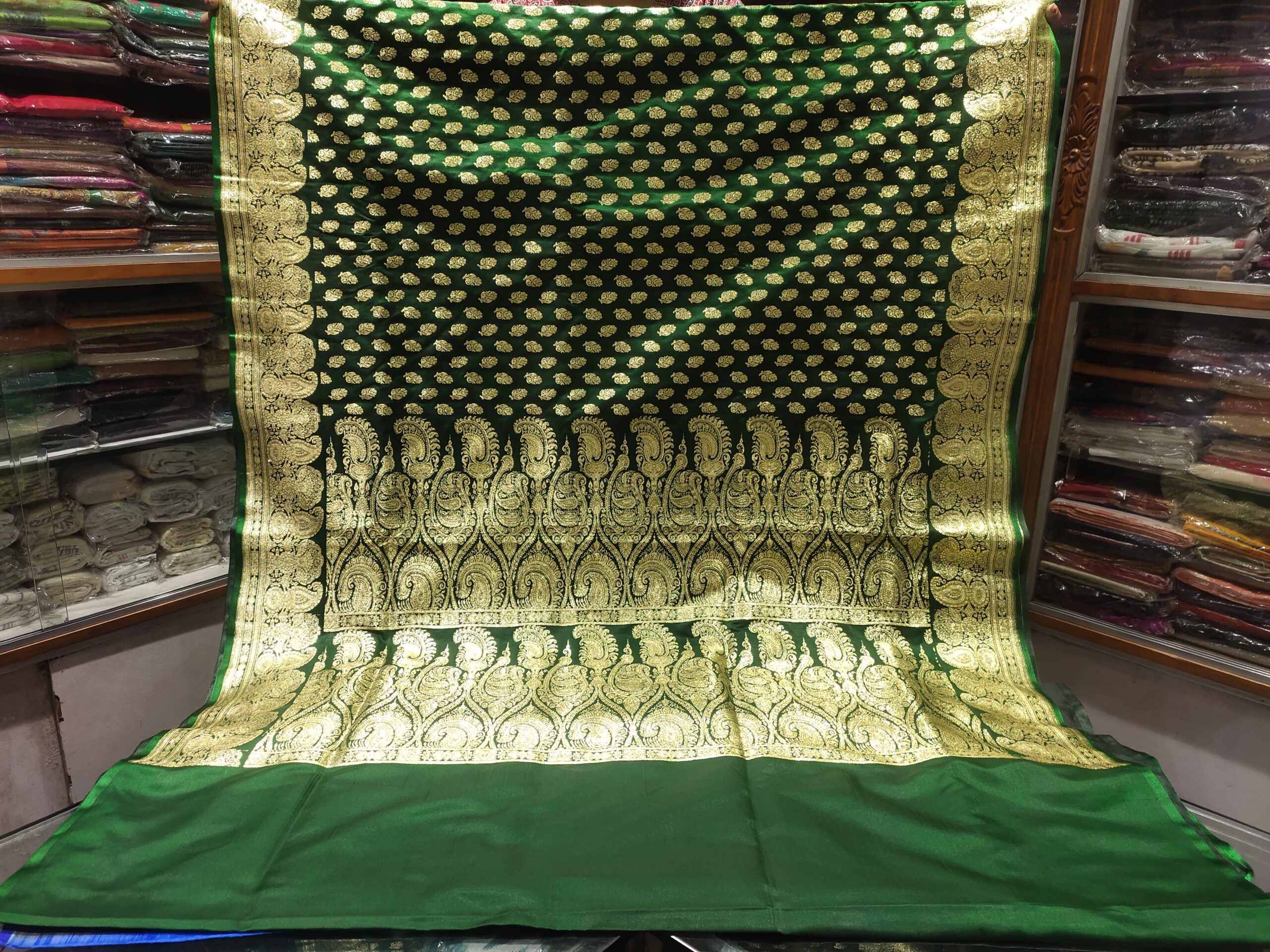 Classic Green Banarasi Brocade Saree