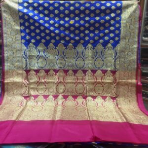 Royal Blue & Pink Banarasi Silk Saree