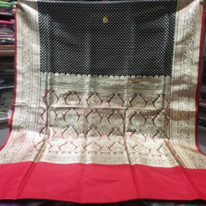 Classic Black-Red Banarasi Brocade Saree