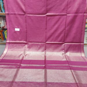 Glamorous Magenta BLP Tissue Saree with Metallic Zari Border & Pallu