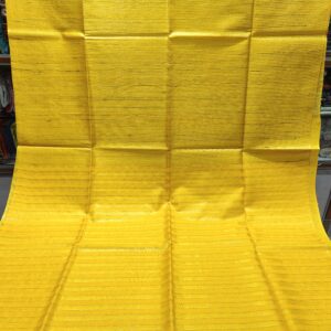 Handwoven Radiant Yellow Pure Tussar Ghicha Silk Saree – Rustic Elegance