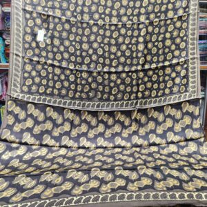Premium Modal Silk Saree with Artistic Black & Yellow Eco-Print Motifs
