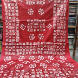 Vibrant Red Floral Digital Printed Bamboo Silk Saree