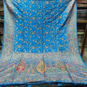 Exquisite Cyan Blue Soft Silk Saree with All-over Kanni Floral Weaving