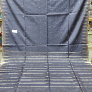 Elegant Slate Blue Kosha Matka Silk Saree with Silver Zari Pallu