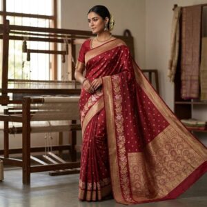 Rani Pink Soft Mashru Katan Saree