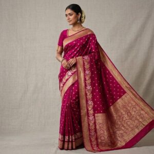 Royal Crimson Red Soft Mashru Katan Saree