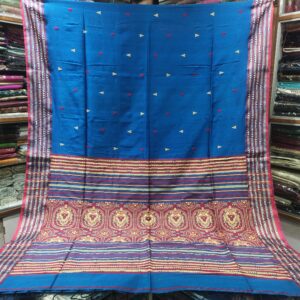 Royal Peacock Blue Soft Khadi Cotton Saree