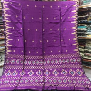 Royal Violet Soft Khadi Cotton Saree with Traditional Temple Border