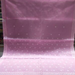 Kota Doria Cotton Saree with Intricate Floral Embroidery