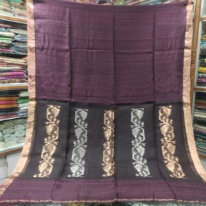 Pure Linen Matka Saree with Zari Border