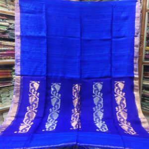 Pure Linen Matka Saree with Zari Border