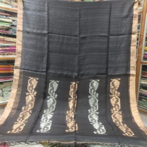 Pure Linen Matka Saree with Zari Border