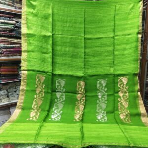 Pure Linen Matka Saree with Zari Border
