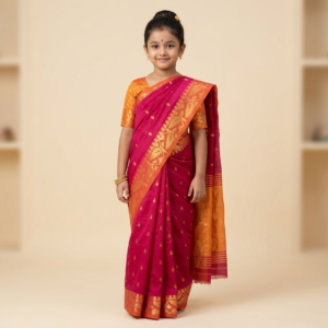 Little Princess Traditional Handloom Poly-Cotton Saree