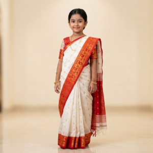 Little Princess Traditional Handloom Poly-Cotton Saree
