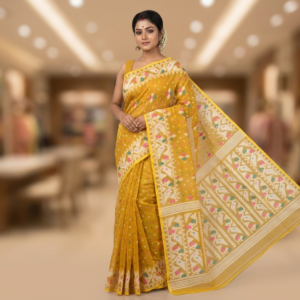 Premium Handloom Soft Dhakai Jamdani Saree | Traditional Bengal Handwoven Elegance